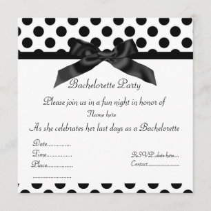 ELEGANT BLACK SPOT BACHELORETTE PARTY INVITATION KAART