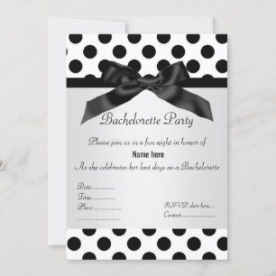 ELEGANT BLACK SPOT BACHELORETTE PARTY INVITATION KAART