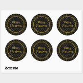 Elegant Black Starburst Script Merry Kerstry Ronde Sticker (Vel)