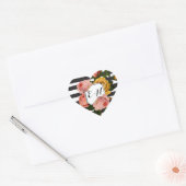 Elegant Black Stripe Heirloom Rozen Weddenschap Hart Sticker (Envelop)