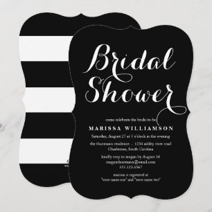 Elegant Black Stripes Bridal Shower Invitation Kaart