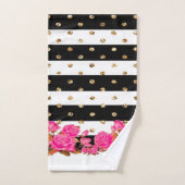 Elégant Black Stripes Gold Parties scintillant Dos (Serviette à main)
