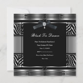 Elegant Black Stropdas Dinner Zebra Silver Black Kaart (Voorkant)