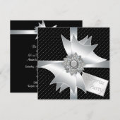 Elegant Black Surprise verjaardagsfeestje Kaart (Voorkant / Achterkant)