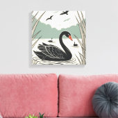 Elegant Black Swan Canvas Afdruk (Insitu (Woonkamer))