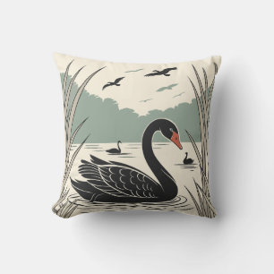 Elegant Black Swan Kussen