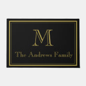 Elegant Black Tan Custom Monogram Initiaal Deurmat (Voorkant)