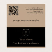 Elegant Black & Tan Logo QR Code Professional Visitekaartjes (Buitenkant ongevouwen)