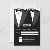 Elegant Black Tie Gay Wedding RSVP Card (Devant)