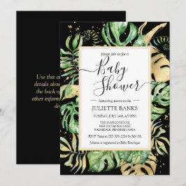 Elegant Black Tropical Gender Neutral Baby shower Kaart