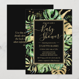 Elegant Black Tropical Gender Neutral Baby shower Kaart