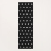 Elegant Black Turtle met White Flowers op Black Yogamat (Achterkant)