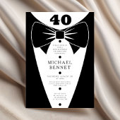Elegant Black Tuxedo 40th Birthday Kaart