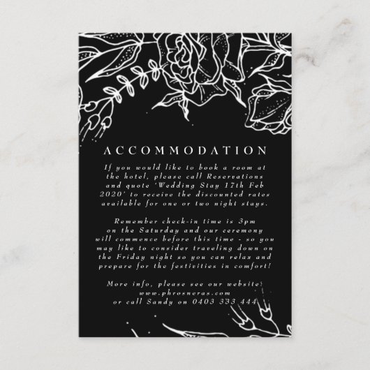 Elegant Black Tuxedo Bright White Wreath Wedding Informatiekaartje (Voorkant)