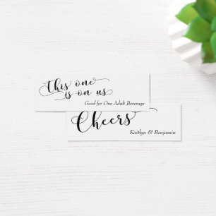 Elegant Black Typografie op White Drink Tickets 2 Mini Visitekaartjes