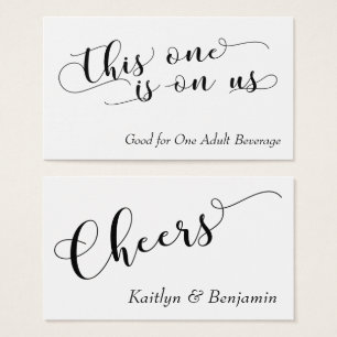 Elegant Black Typografie op White Drink Tickets Visitekaartjes