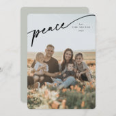 Elegant Black Typographic Script 'Peace' Feestdagenkaart (Voorkant / Achterkant)