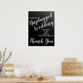 Elegant Black Unplugged Wedding Sign Poster (Keuken)