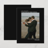 Elegant Black Vertical Photo Minimalist Weddenscha Save The Date (Voorkant / Achterkant)