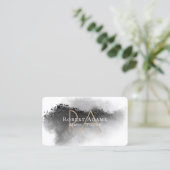 Elegant Black Waterverf Abstracte monogrammen Visitekaartje (Staand voorkant)