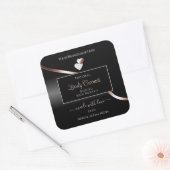 Elégant Black Wavy Rose Gold Hearts Étiquettes de (Enveloppe)