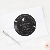 Elégant Black Wavy Rose Gold Hearts Étiquettes de  (Enveloppe)