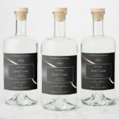 Élégant Black Wavy Rose Gold Logo Étiquettes de pr (Bouteilles)