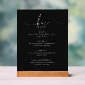 Elegant Black Wedding Bar Menu Acrylic Sign (Neutre)