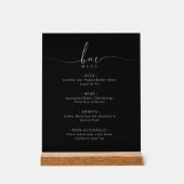 Elegant Black Wedding Bar Menu Acrylic Sign (Recto)
