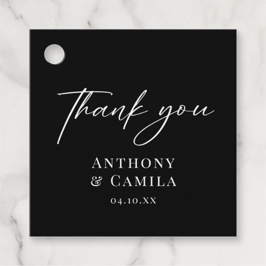 Elegant Black Wedding Bedankjes Labels (Voorkant)