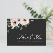 Elegant Black Wedding Bedankkaart (Staand voorkant)