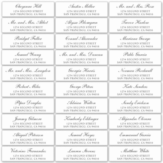 Elegant Black Wedding Guest Adresetiketten Sticker (Voorkant)