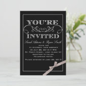 Elegant Black Wedding Invitation Kaart (Staand voorkant)