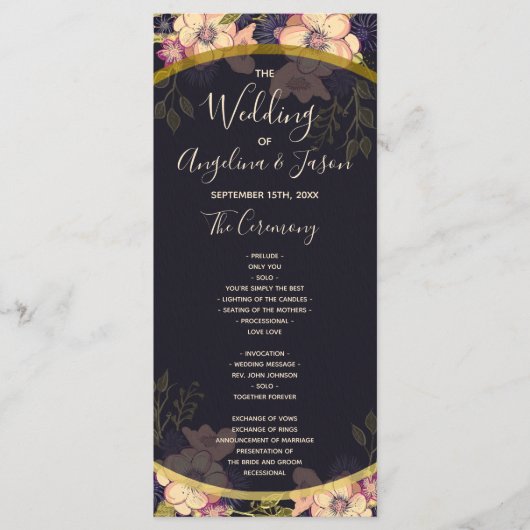 Elegant Black Wedding Programma (Voorkant)
