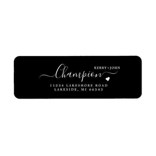 Elegant Black Wedding Return Address Label (Voorkant)
