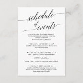 Elegant Black Wedding Weekend Schedule of Events Informatiekaartje (Voorkant)
