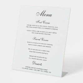 Elegant Black White 3-cursus Weddenmenu Reclamebord Met Voetstuk