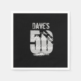 Elegant Black & White 50th Any Age Birthday Party Servet