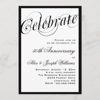 Elegant Black & White 50th Jubileum-uitnodigingen Kaart