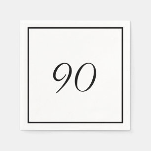 Elegant Black White 90th Birthday Servet
