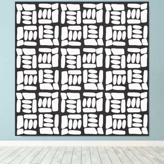Elegant Black &White  Abstract Pattern Canvas Afdruk (Insitu (Houten vloer))
