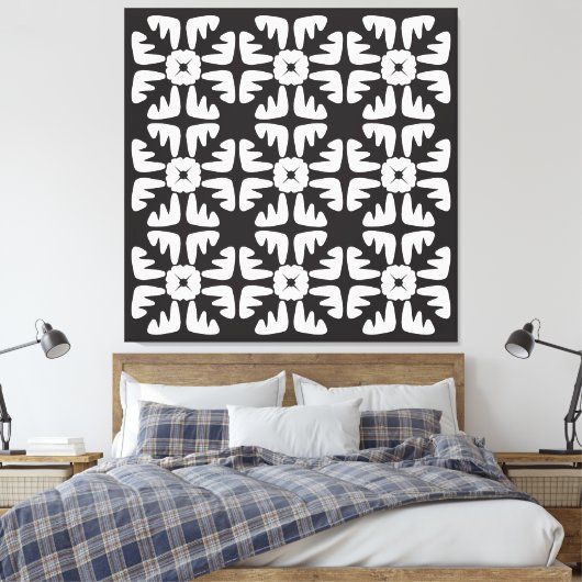 Elegant Black &White  Abstract Pattern Canvas Afdruk (Insitu (Slaapkamer))