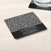 Elegant Black White Abstract Wedding Vierkante Kartonnen Onderzetter (Schuin)