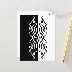 Elegant Black & White Abstracte Harlequin Style Briefkaart