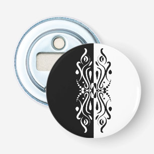 Elegant Black & White Abstracte Harlequin Style Button Flesopener