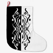 Elegant Black & White Abstracte Harlequin Style Grote Kerstsok (Voorkant)