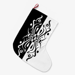 Elegant Black & White Abstracte Harlequin Style Grote Kerstsok
