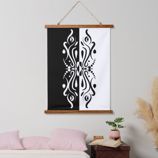 Elegant Black & White Abstracte Harlequin Style Hangend Wandkleed (Slaapkamer)