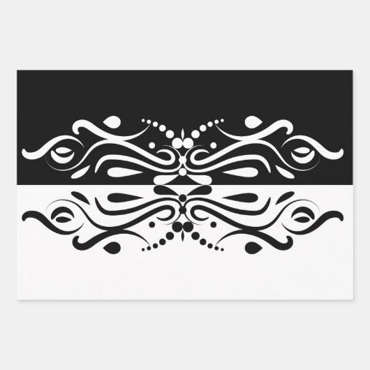 Elegant Black & White Abstracte Harlequin Style Inpakpapier Vel (Voorkant)