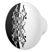 Elegant Black & White Abstracte Harlequin Style Keramische Knop (Rechts)